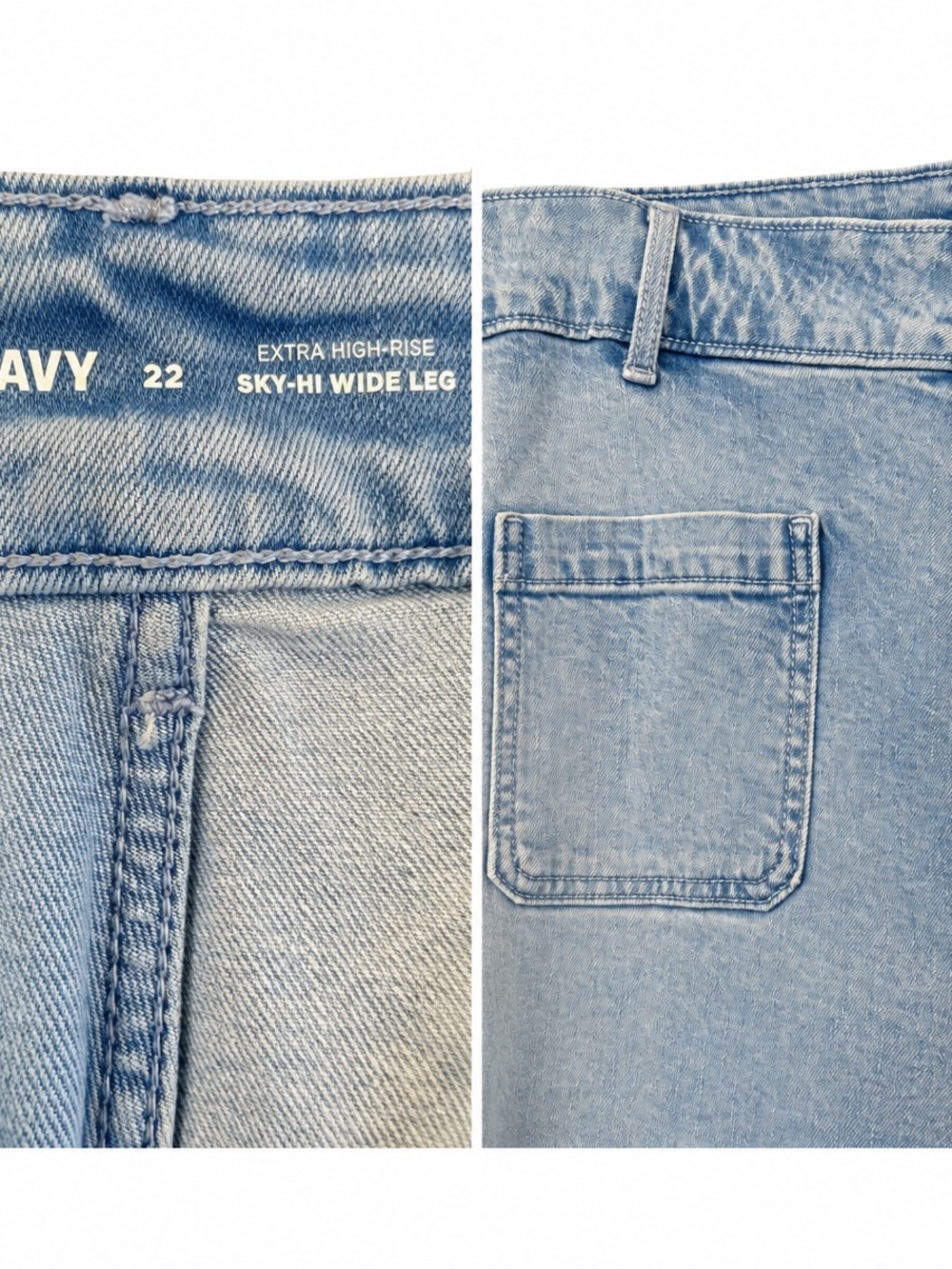 Old Navy Sky-Hi Extra High Rise Wide Leg Jeans Light Wash Size 22